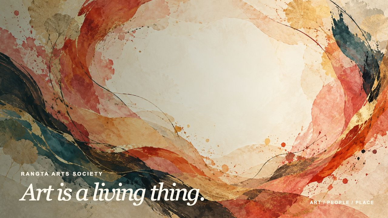 Illustrative brushstroke artwork with the words Art is a living thing